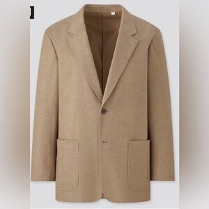 Uniqlo Men’s Beige Wool Blended Jersey Tailored Jacket